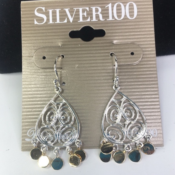 Silver100 Danecraft earring silver gold tone new - Picture 1 of 3